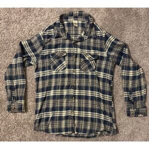 Open Trails Button Up Long Sleeve Shirt Men's Brown Plaid Slim Fit Classic - XL